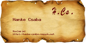 Hanke Csaba névjegykártya